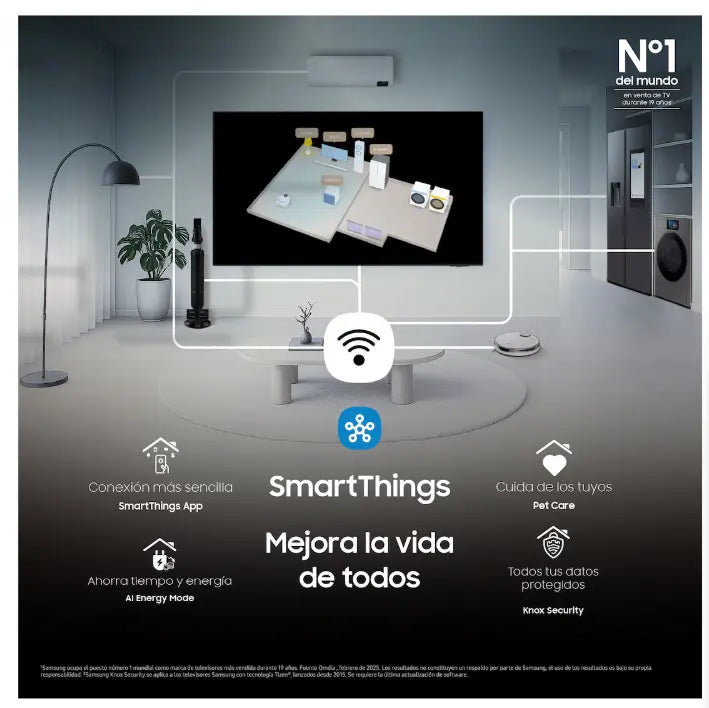 Base y soporte del Samsung Crystal UHD 75 pulgadas en color negro