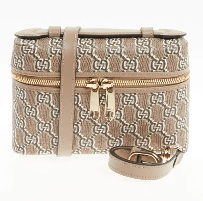 Bolso Gucci marrón claro con patrón de logotipo 