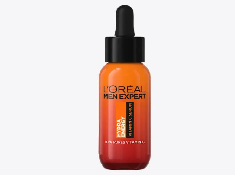 Botella de serum facial Hydra Energy 10% vitamina C de L’Oréal Paris