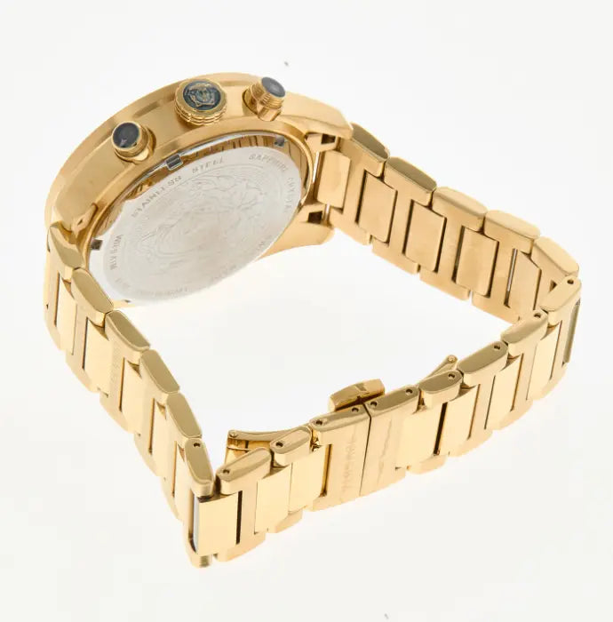 Reloj Versace dorado resistente al agua 5 ATM 