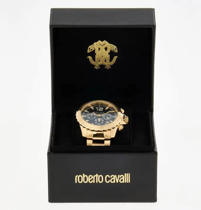 Reloj Roberto Cavalli dorado resistente al agua 10 ATM 
