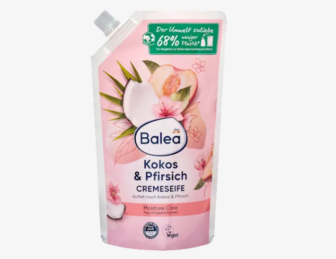 Jabón en crema de melocotón y coco, 500 ml