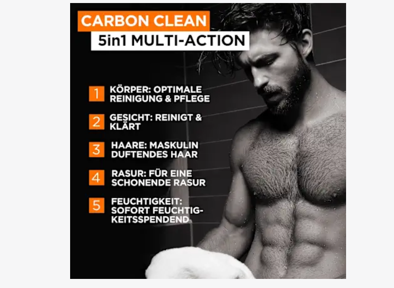 Gel de ducha Pure Carbon con carbón, Multiacción 5 en 1, 250 ml L'ORÉAL PARIS MEN EXPERT