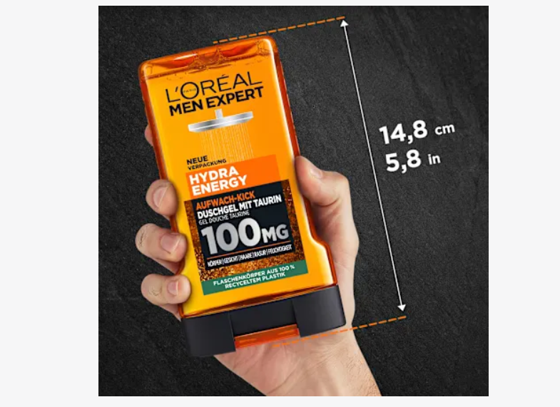 Gel de ducha Hydra Energy con taurina, impulso para despertarse, 250 ml L'ORÉAL PARiS MEN EXPERT