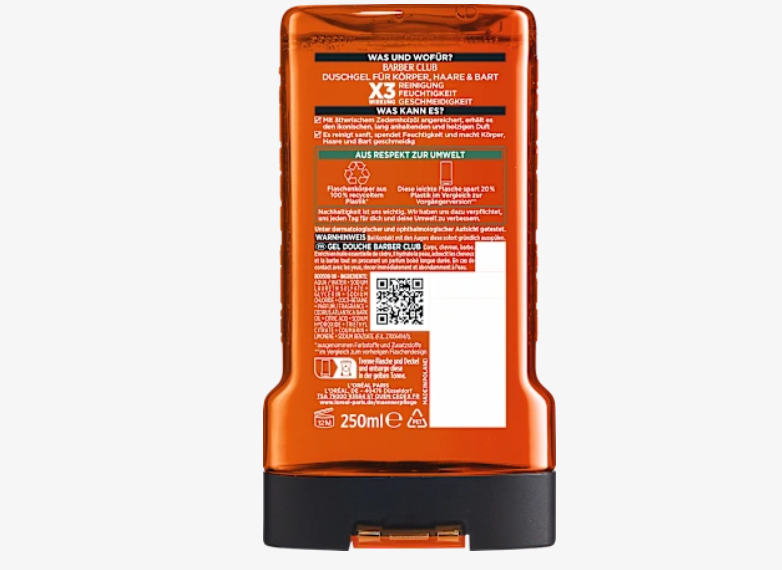 Gel de ducha Barber Club 3en1, 250 ml L'ORÉAL PARiS MEN EXPERT