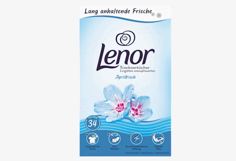Toallitas de secadora frescas de abril, Lenor, 34 piezas