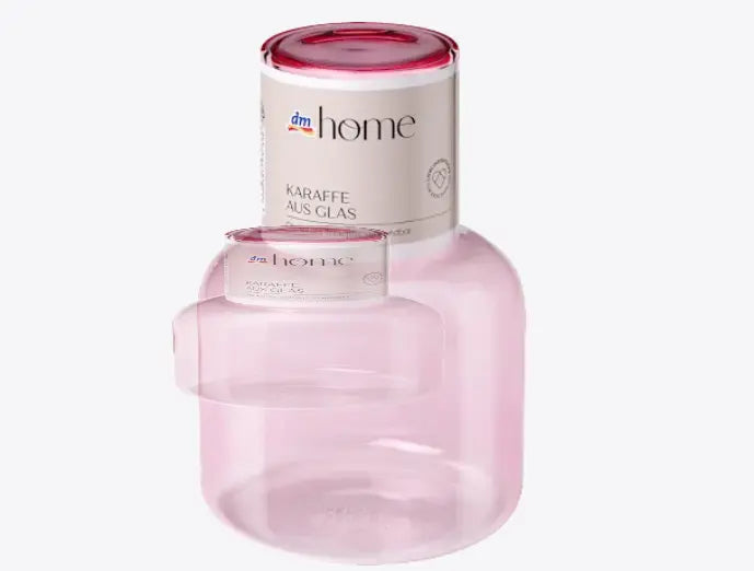Jarra de cristal con tapa/cristal, rosa (1000 ml), 1 pieza Ashé Mi