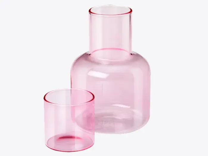 Jarra de cristal con tapa/cristal, rosa (1000 ml), 1 pieza Ashé Mi