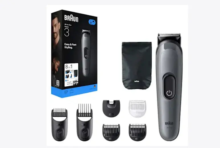 Braun Recortadora de barba y recortadora de pelo, kit de estilo todo en uno de la Serie 3 AIO3540, 1 pieza Ashé Mi
