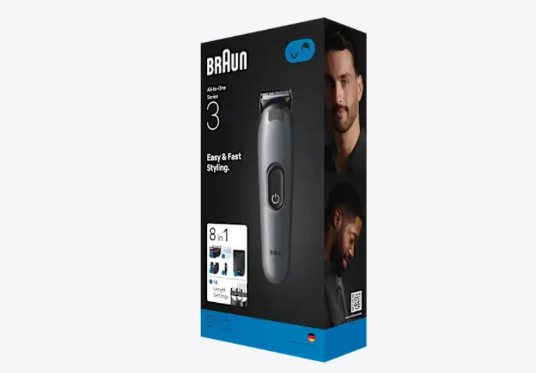 Braun Recortadora de barba y recortadora de pelo, kit de estilo todo en uno de la Serie 3 AIO3540, 1 pieza Ashé Mi