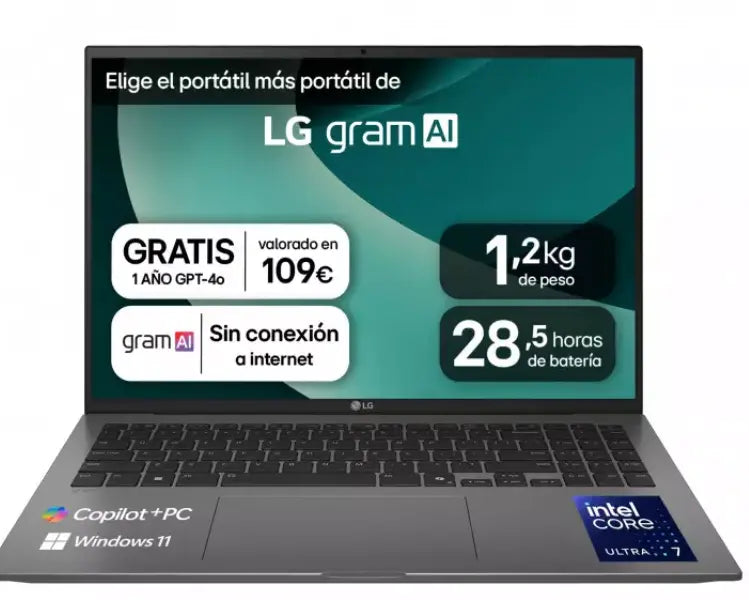Portátil 16" LG gram 16Z90TL, 1.23Kg/U7 /32GB/1TB SSD| LG ES - Ashé Mi