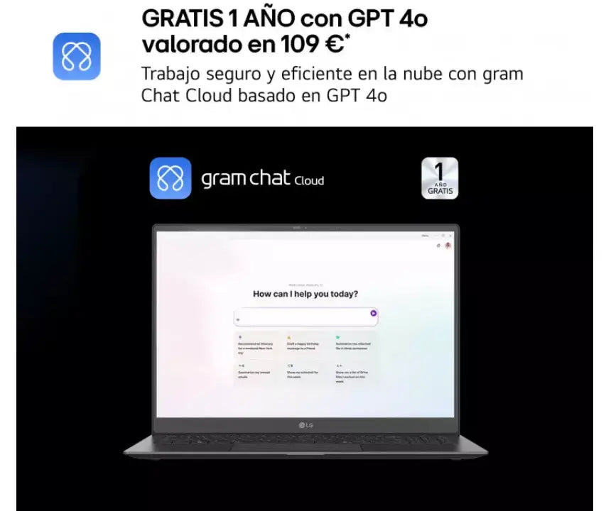 Portátil 16" LG gram 16Z90TL, 1.23Kg/U7 /32GB/1TB SSD| LG ES - Ashé Mi