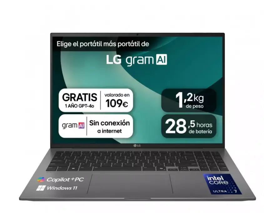 Portátil 16" LG gram 16Z90TL, 1.23Kg/U7 /32GB/1TB SSD| LG ES - Ashé Mi