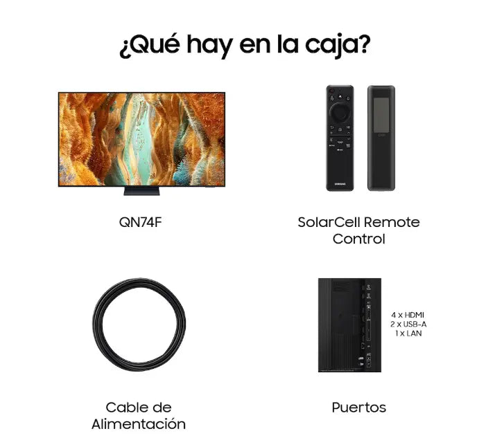Conexiones traseras del Samsung 65 QN74F con HDMI 2.1