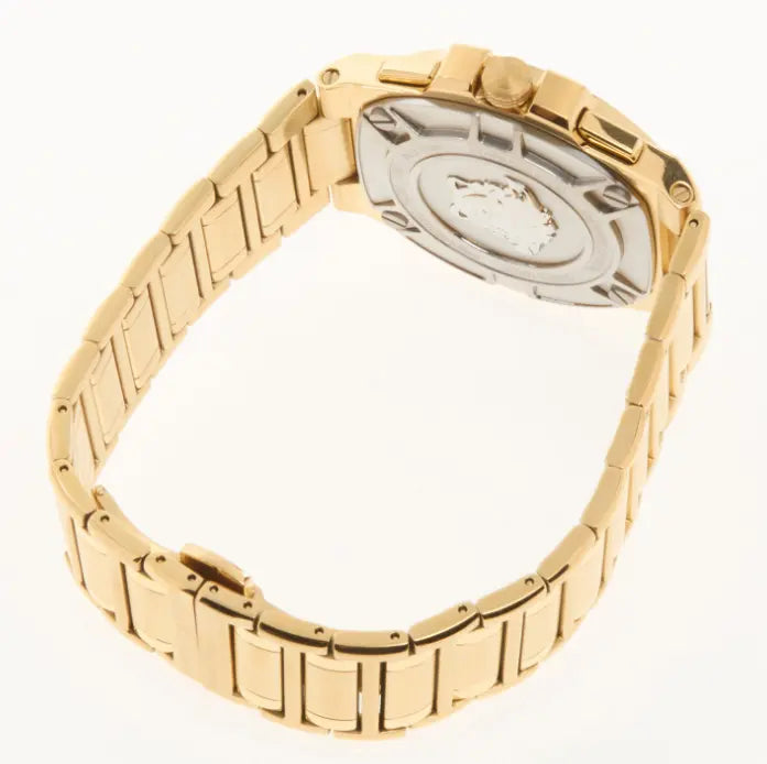 Reloj Versace dorado con cierre de clip y cristal de zafiro 