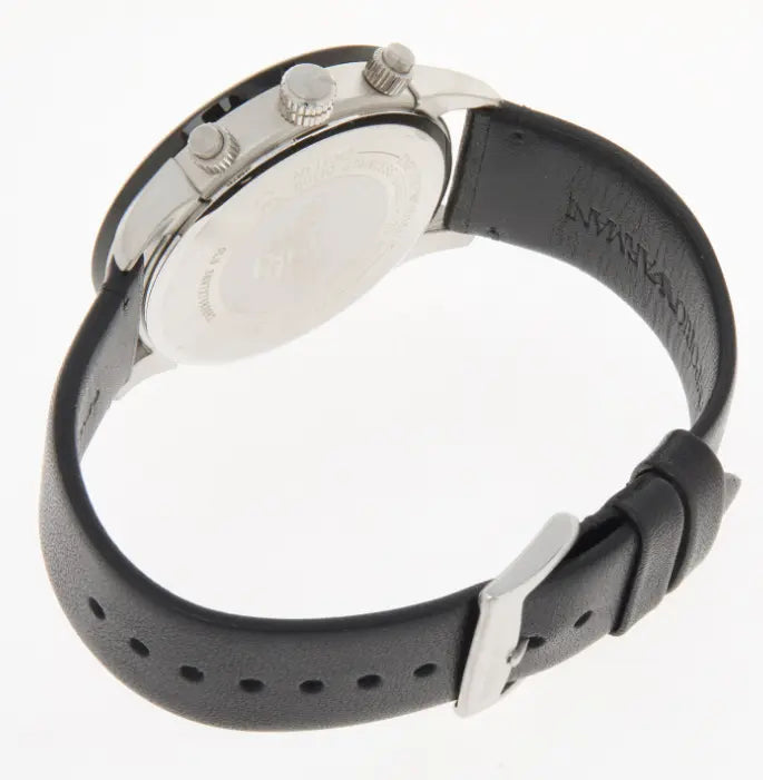 Correa de cuero negra del reloj Emporio Armani 
