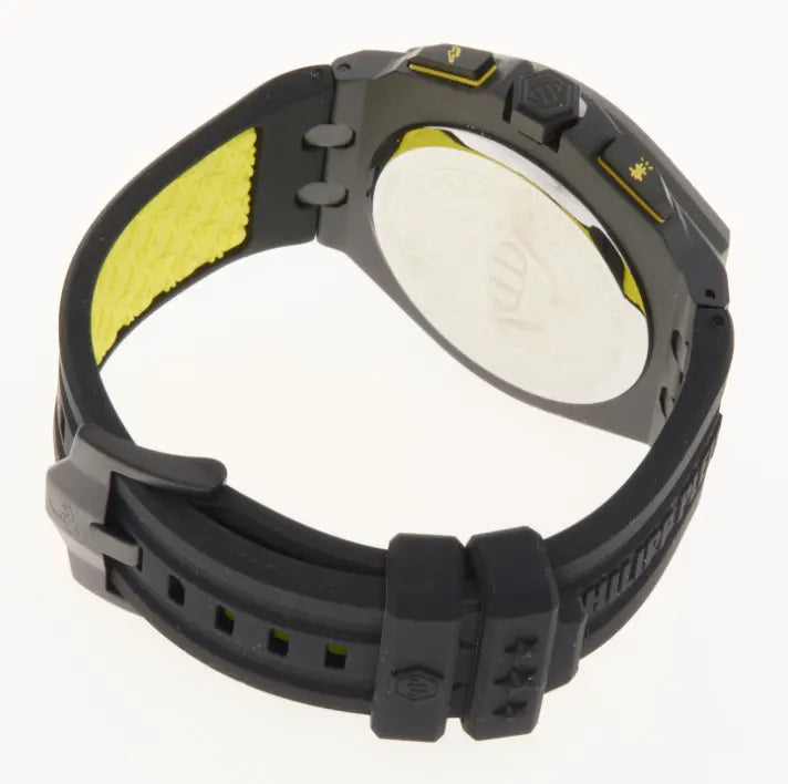 Correa de silicona negra en reloj Philipp Plein cronógrafo 