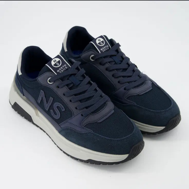 Zapatillas North Sails azul marino hombre modelo Horizon con logo lateral NS y suela blanca.