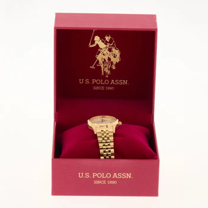 Reloj U.S. Polo Assn. dorado con resistencia al agua 5 ATM 