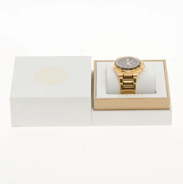 Reloj Versace cronógrafo con cristal zafiro y cierre de clip 