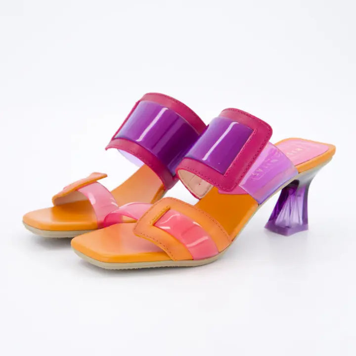 Sandalias de cuero Hispanitas con tacón y diseño bicolor