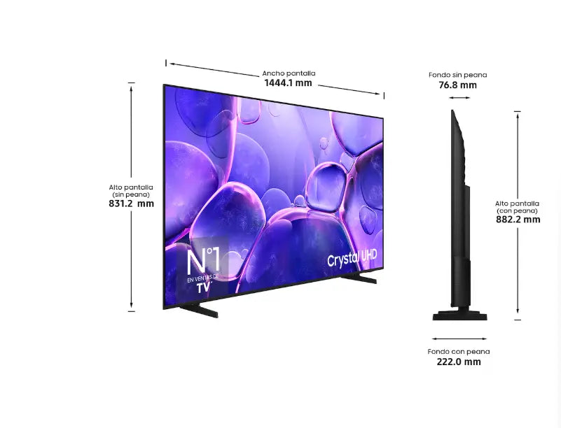 Televisor Samsung 65 pulgadas montado en pared con soporte VESA