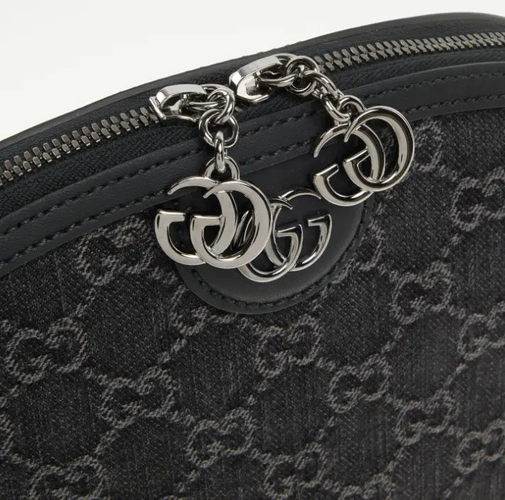 Vista frontal del bolso Gucci vaquero negro/gris 