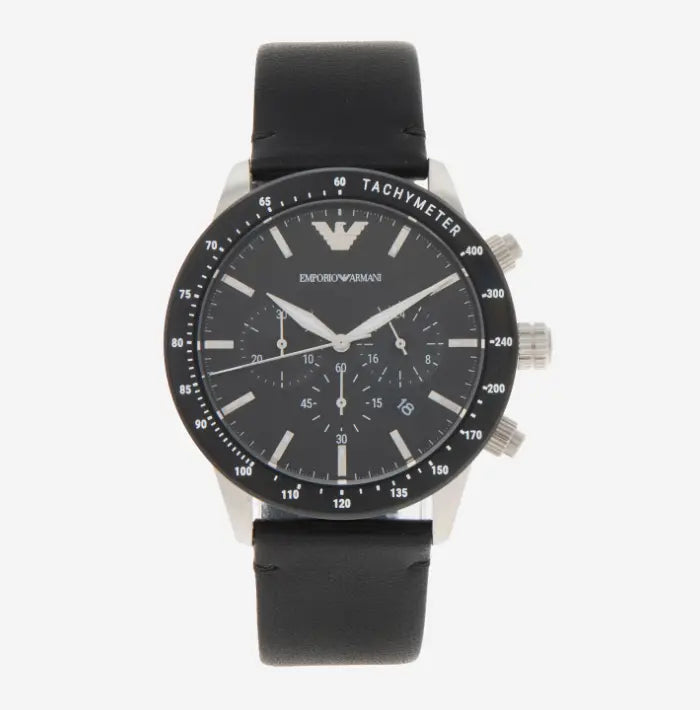 Reloj Emporio Armani negro unisex con correa de cuero