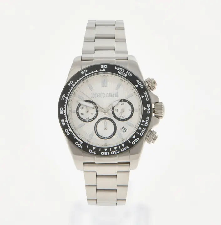 Reloj Roberto Cavalli plateado unisex con cronógrafo 