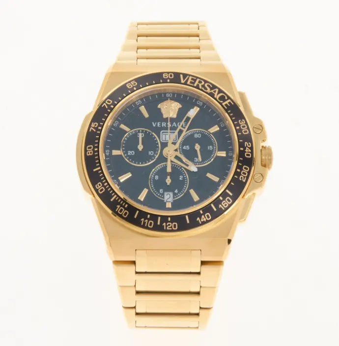 Reloj Versace dorado unisex con carátula negra
