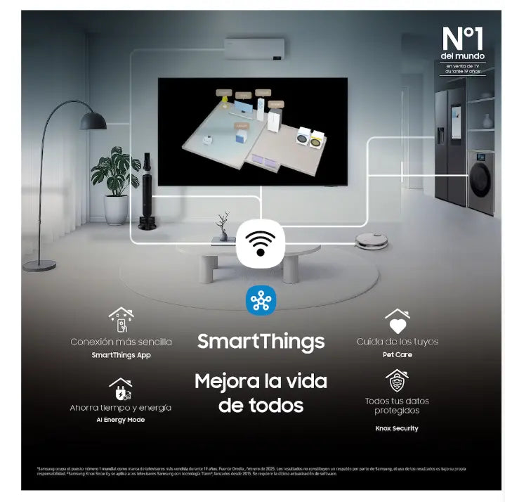 Vista lateral del televisor Samsung 65 QN74F AirSlim