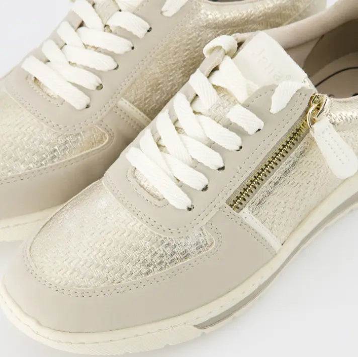 Zapatillas Jana beige con diseño estructurado y cremallera