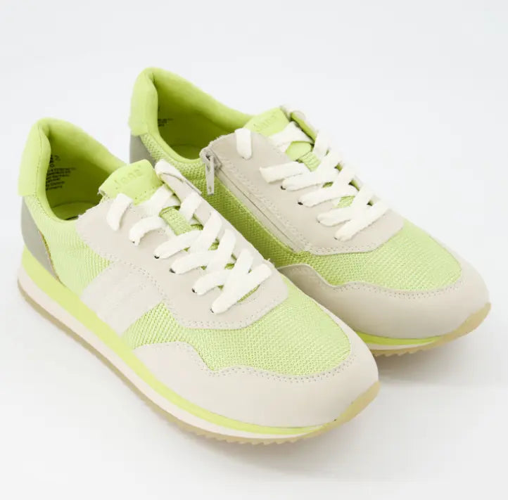 Zapatillas verde lima Jana con detalles beige y gris