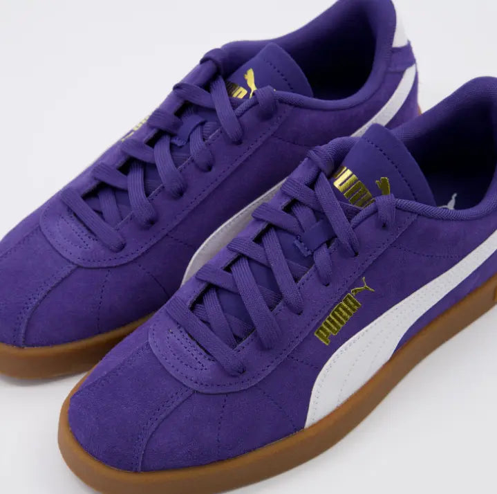 Zapatillas Puma Club II azul con detalles blancos y marrones