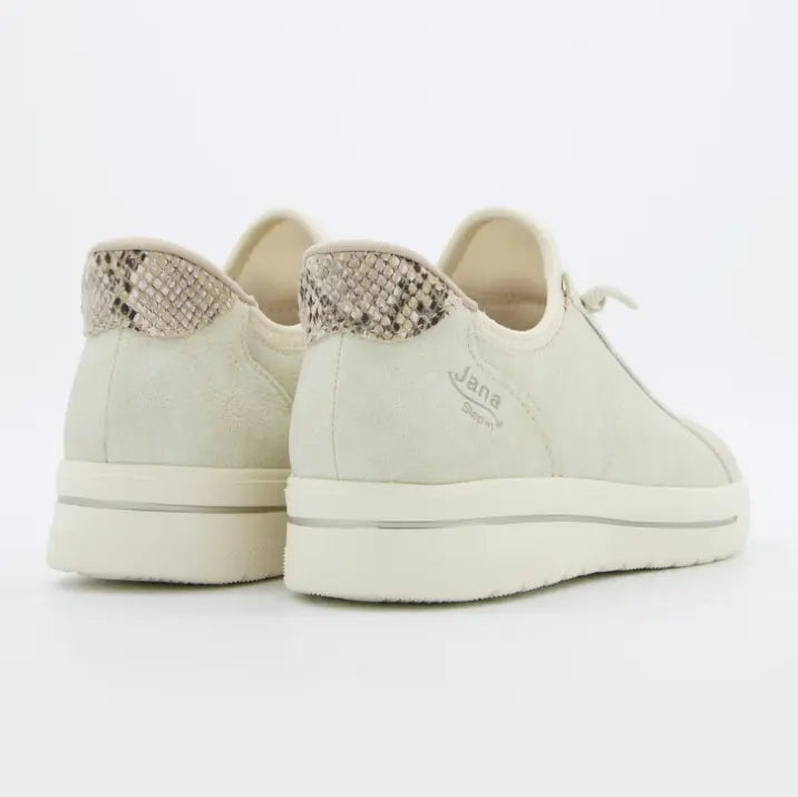 Zapatillas beige de mujer Jana con cordones y detalle animal print