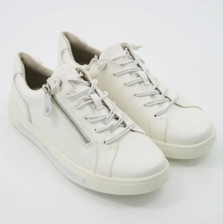 Zapatillas Jana blancas con cremallera y cordones elásticos