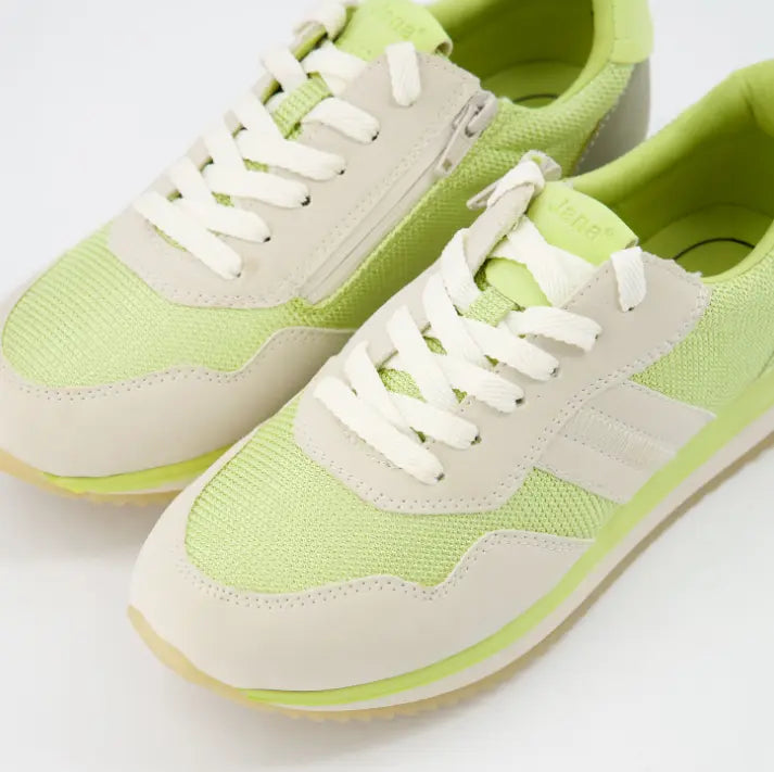 Zapatillas Jana verde lima con detalle de logotipo y cremallera
